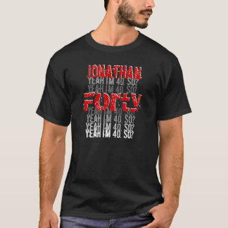 Funny 40th Birthday Custom Name Black Red White T-Shirt