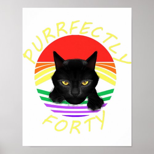 Funny 40th Birthday Gag Gift 1981 Black Cat Poster