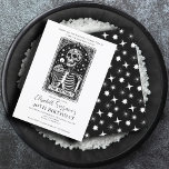 Funny 40th Birthday Gothic Tarot Black  Invitation<br><div class="desc">A 40th birthday invitation in the style of a tarot card,  with skeleton and birthday cupcake and candle,  with the catch phrase: forty and fun forever,  a tarot tale of cake,  chaos,  and ever after. A funny bold gothic occult vibe.</div>