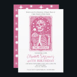 Funny 40th Birthday Gothic Tarot Pink Party Invitation<br><div class="desc">A 40th birthday invitation in the style of a tarot card,  with skeleton and birthday cupcake and candle,  with the catch phrase: forty and fun forever,  a tarot tale of cake,  chaos,  and ever after. A funny bold gothic occult vibe. Available in print,  as a digital download,  or both!</div>