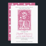 Funny 40th Birthday Gothic Tarot Pink Party Invitation<br><div class="desc">A 40th birthday invitation in the style of a tarot card,  with skeleton and birthday cupcake and candle,  with the catch phrase: forty and fun forever,  a tarot tale of cake,  chaos,  and ever after. A funny bold gothic occult vibe. Available in print,  as a digital download,  or both!</div>
