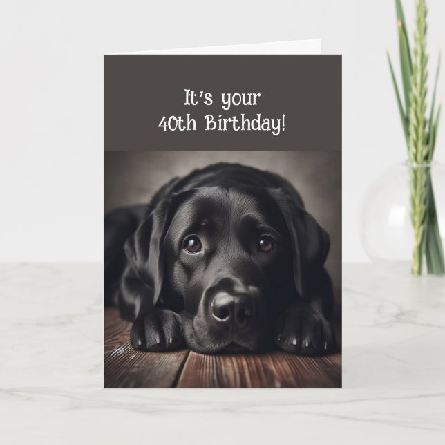 Funny 40th Birthday, Labrador Retriever Card (Front)