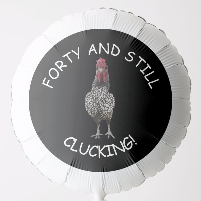Funny 40th Birthday Party Rooster Farmer Balloon (Front)
