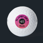 Funny 40th Birthday Pink Glitter Personalized  Golf Balls<br><div class="desc">Funny 40th Birthday Pink Glitter Personalized Golf Balls makes a great gift idea for a friend turning forty. Each ball is designed with pretty pink faux glitter background and funny phrase "Oh Lordy! She's 40" on the center followed by name in black calligraphy lettering. CLICK PERSONALIZE TEMPLATE OPTION AND ENTER...</div>