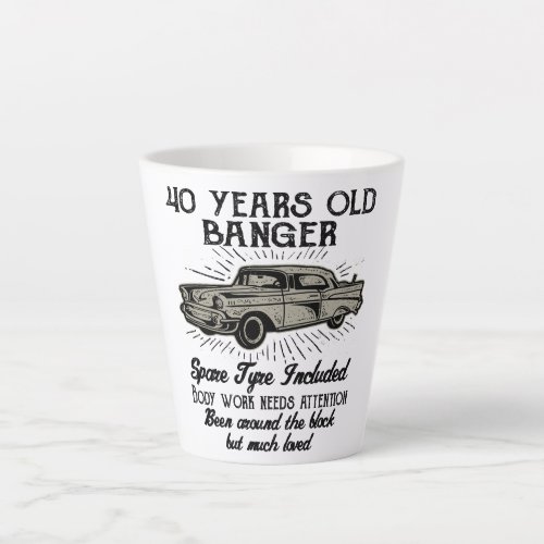 Funny 40th Birthday Retro Car Banger Add Name Date Latte Mug