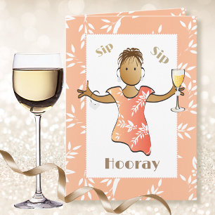 Funny 40th Birthday Woman Cartoon Ethnic Champagne Card