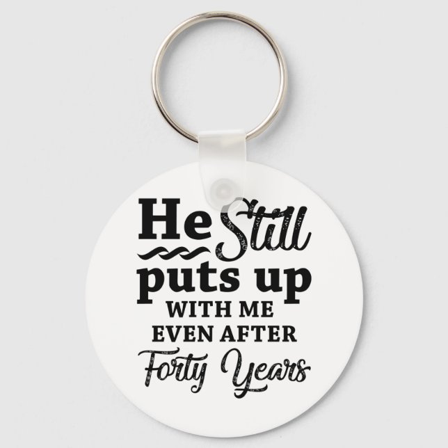 Funny 40th Wedding Anniversary Keychain (Front)