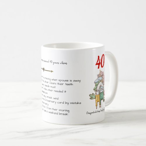 FUNNY 40th Wedding Anniversary Unicorns Customized Coffee Mug