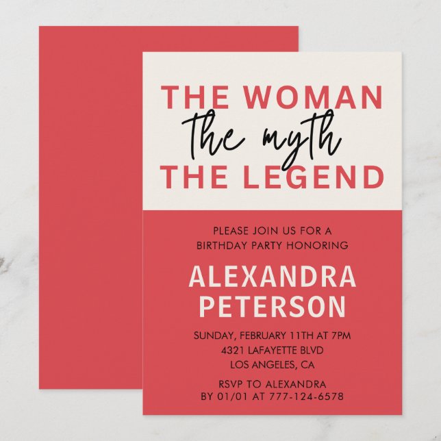 Funny 41st birthday invitations Humor Woman Myth (Front/Back)