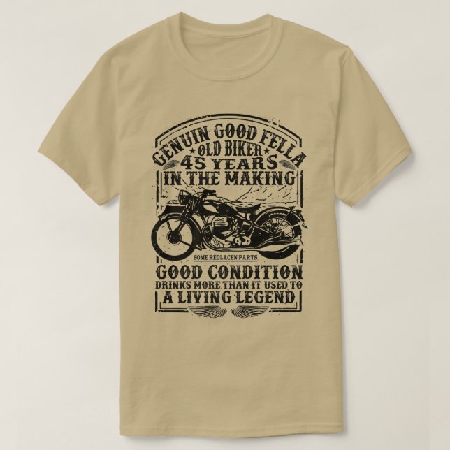 Funny 45 Years Old Biker Retro Style Classic Motor T-Shirt (Design Front)