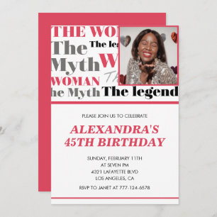 Funny 45th birthday invitation Photo Myth Legend