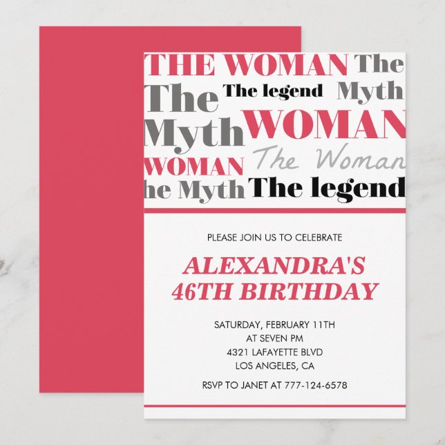  Funny 46th birthday invitations her Myth Legend