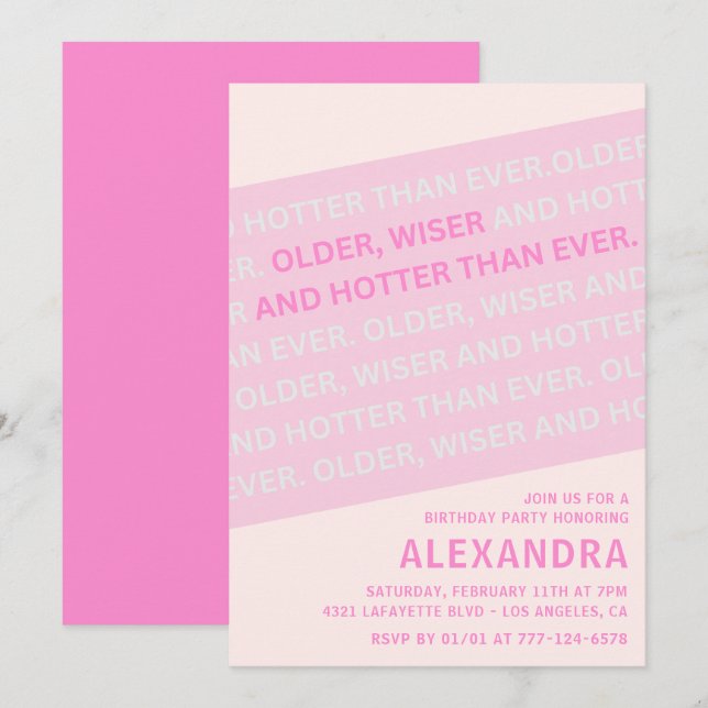 Funny 48th birthday invitations Older Wiser Hotter (Front/Back)