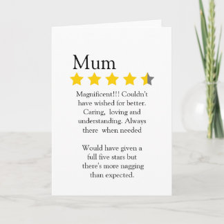 Funny, 4.5 star Mum rating and review, Card