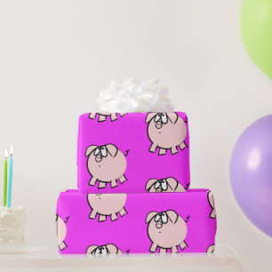 Funny 4 Cartoon Illustration Pig Choose Color Baby Wrapping Paper