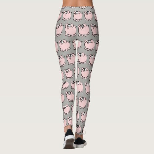 Funny 4 Cartoon Illustration Pig Choose Color L Leggings