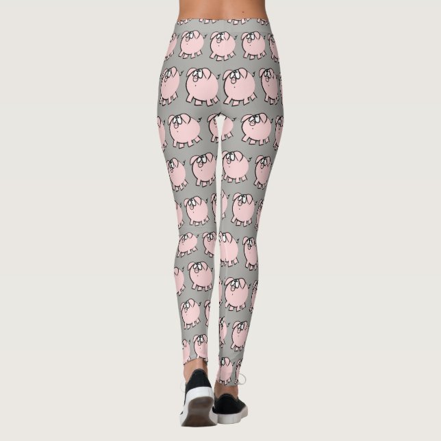 Funny 4 Cartoon Illustration Pig Choose Color L Leggings (Back)