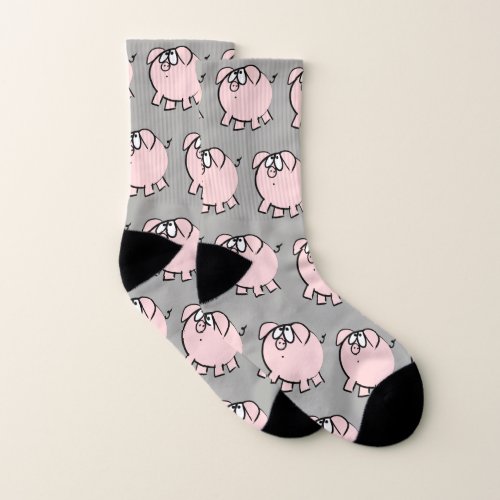 Funny 4 Cartoon Illustration Pig Choose Color Sock Socks