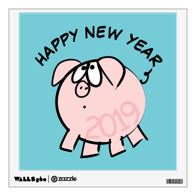 Funny 4 Cartoon Illustration Pig  Year 2019 Decal (Front)