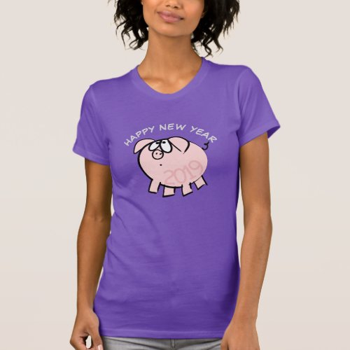 Funny 4 Cartoon Illustration Pig  Year 2019 Woman T_Shirt