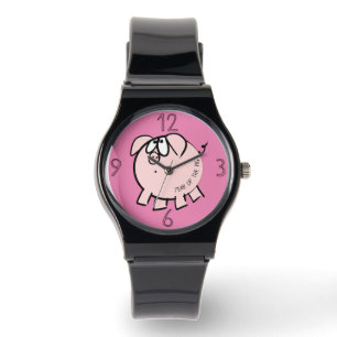 Funny 4 Cartoon Illustration Pig Year Birthday W Watch