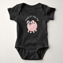 Funny 4 Cartoon Illustration Pink Pig custom Baby Baby Bodysuit