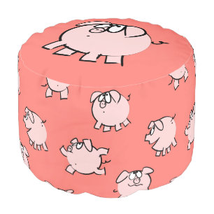 Funny 4 Cartoon pattern Pig Year 2019 Pouf