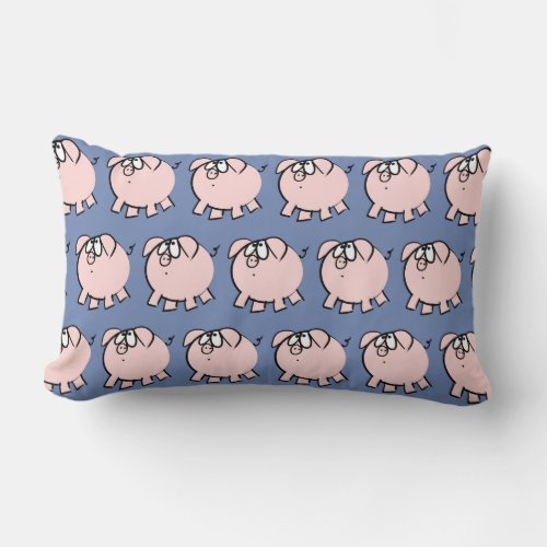 Funny 4 Cartoon Pig Choose Color Lumbar Pillow