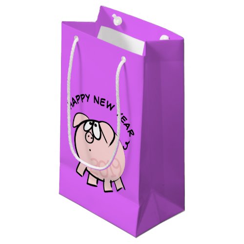 Funny 4 Cartoon Pig  Year 2019 Small Gift Bag