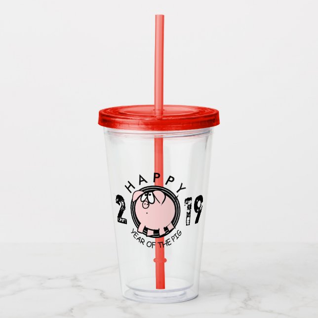 Funny 4 Cartoon Pig Year custom 2019 A Tumbler (Front)