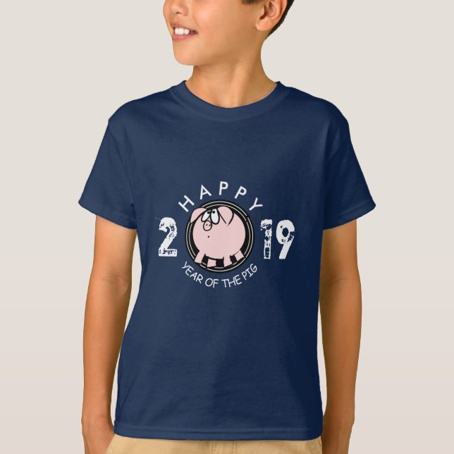 Funny 4 Cartoon Pig Year custom 2019 Kids Tee (Front)