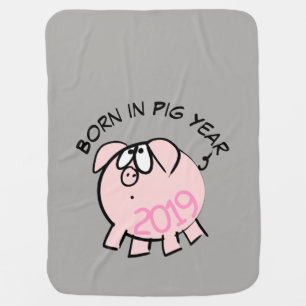 Funny 4 Cartoon Pink Pig Zodiac Choose color BB Baby Blanket