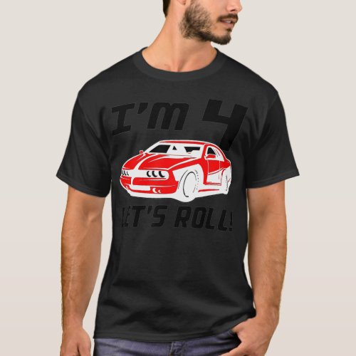 Funny 4th Birthday Gift Boy Kid Race Car Driver 4  T_Shirt