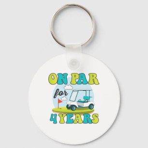 Funny 4th Birthday Golf Shirt 4 Years Old Golfer K Keychain