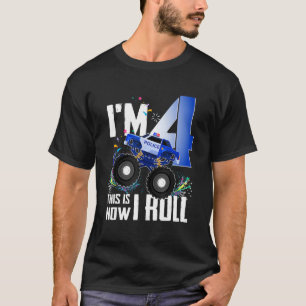 Funny 4th Birthday Kids, I'm 4 Police Monster Truc T-Shirt
