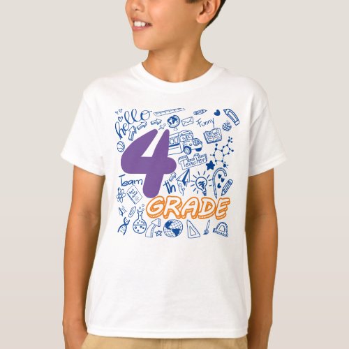 Funny 4th Grade Back to School Kids and Teacher  T_Shirt