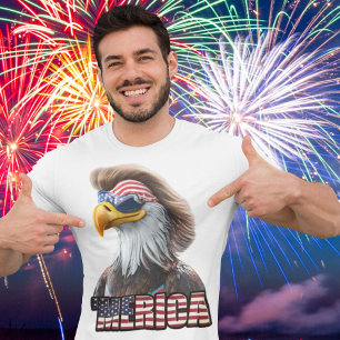 Funny 4th of July:  American Bald Eagle and Mullet T-Shirt