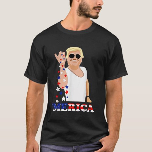 Funny 4th of July American Flag Trump Merica Salt  T_Shirt