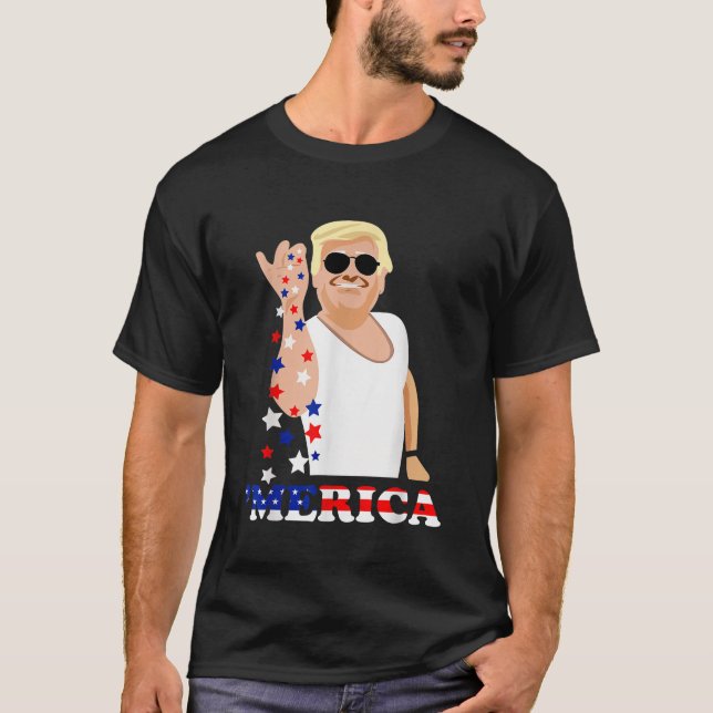 Funny 4th of July American Flag Trump Merica Salt  T-Shirt (Front)