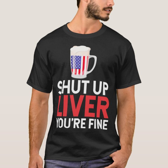 Funny 4th Of July American Flag USA Patriotic Beer T-Shirt (Front)