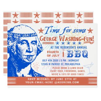 Funny 4th of July BBQ Barbecue Party | Washington Card