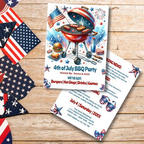 Funny 4th Of July BBQ Party Invitation