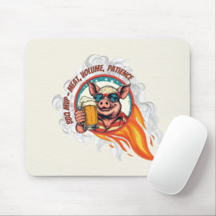 Funny 4th of July BBQ Pig Beer Mug Grill Master Mouse Pad