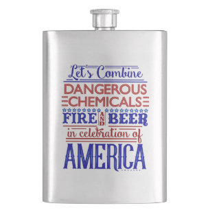 Funny 4th of July Beer Drinking Fireworks Joke Hip Flask