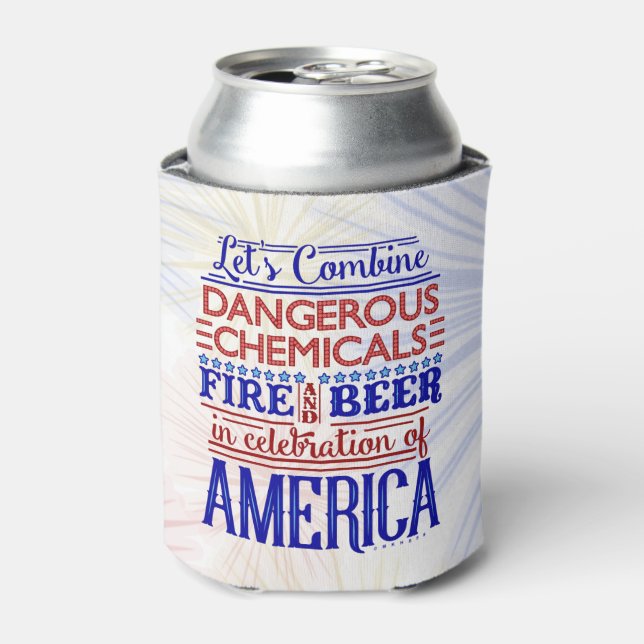 Funny 4th of July Beer Fireworks | Independence Can Cooler (Can Front)