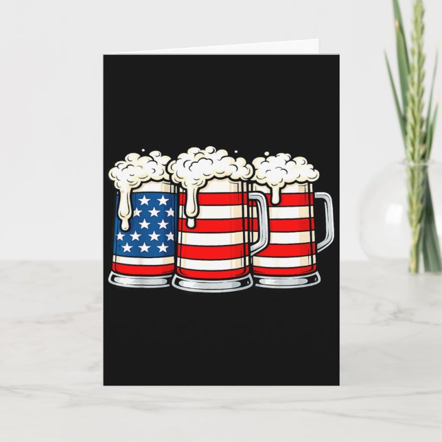 Funny 4th of july beer loving dad drinking men usa card (Front)