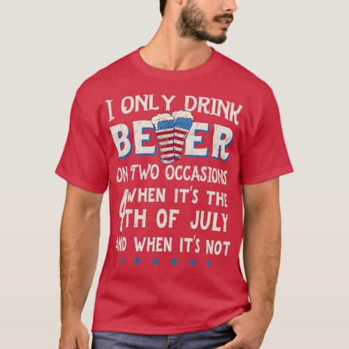 Funny 4th of July Beer Party  with American Flag T_Shirt