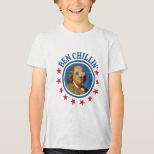 Funny 4th Of July _ Ben Chillin _ Ben Franklin Usa Tri-Blend Shirt