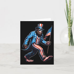 Funny 4th Of July Bigfoot Sasquatch American Flag  Card