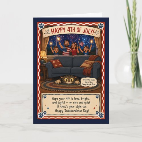 Funny 4th of July Cat Patriotic Cat Humor Firework Card